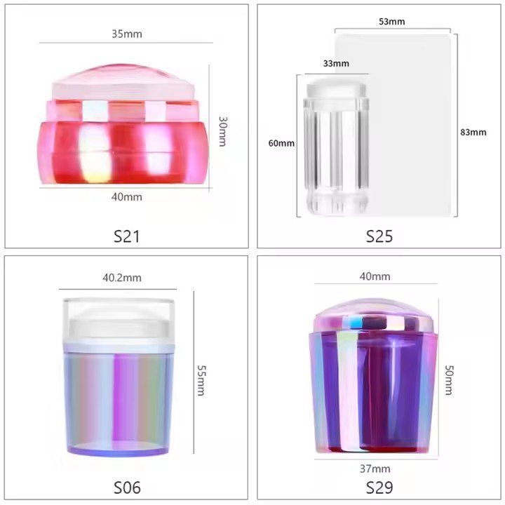 Wholesale BIN Pure Clear Jelly Silicone Nail Stamper Set Transparent Nail Art Stamper with Clear Silicone Stamping Plate