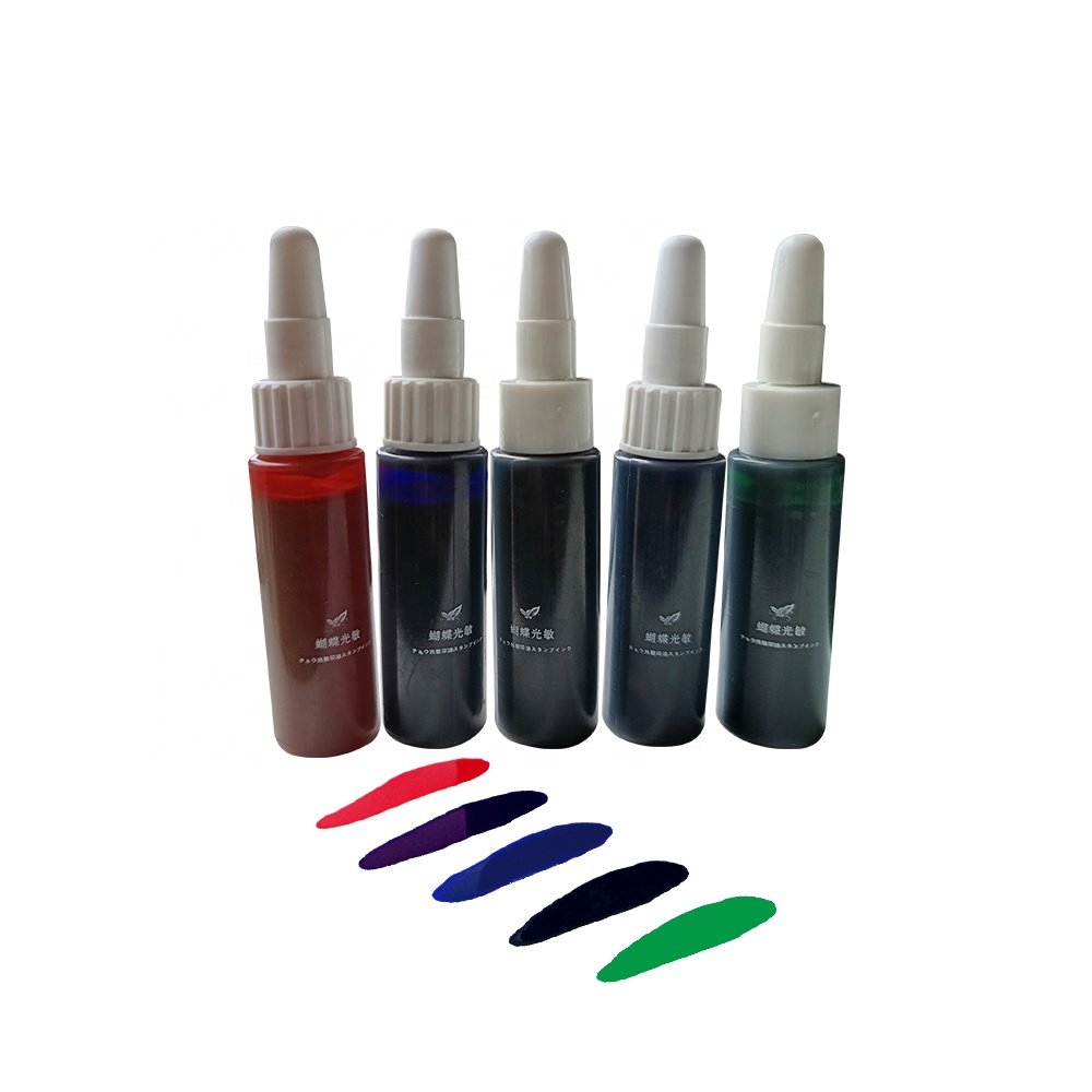 Best quality photosensitive self inking flash stamp ink refill 5ml 1000ml for bank finance office work