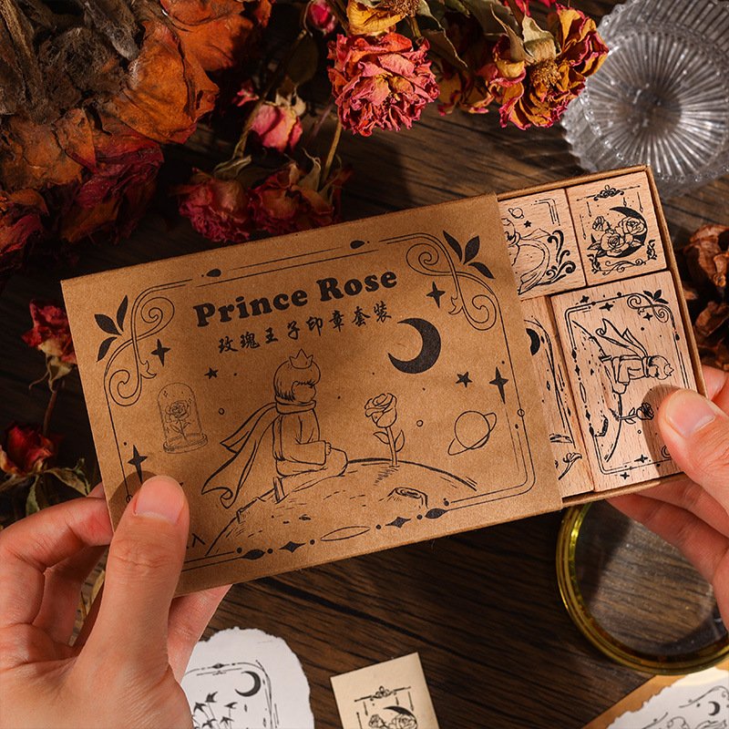 Dongguan Custom Low MOQ Box Wood Decorative Stamp Rubber Plastic Material Traditional Office Grain Pattern Wooden Henna Stamp