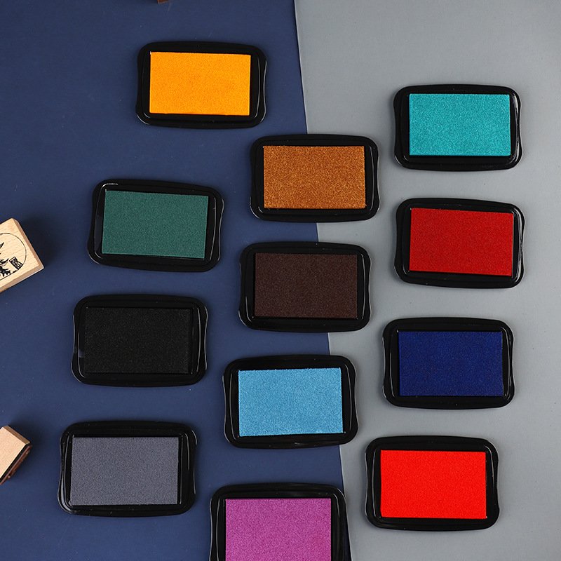 Vintage color water-based stamp ink pad student Kids concave waist color DIY finger painting stamp companion diary stamp clay