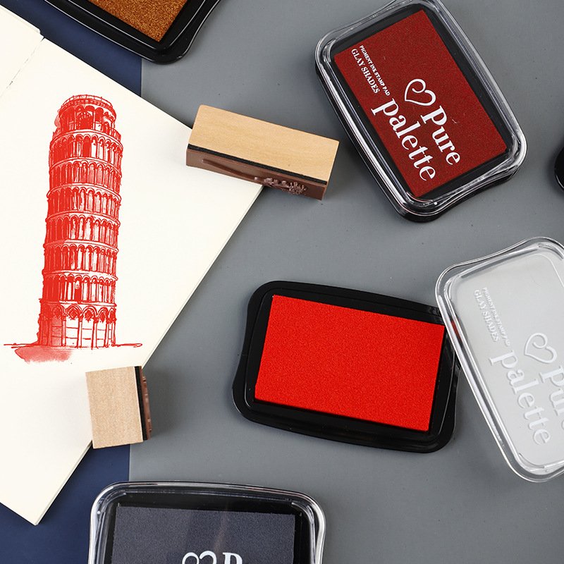 Vintage color water-based stamp ink pad student Kids concave waist color DIY finger painting stamp companion diary stamp clay