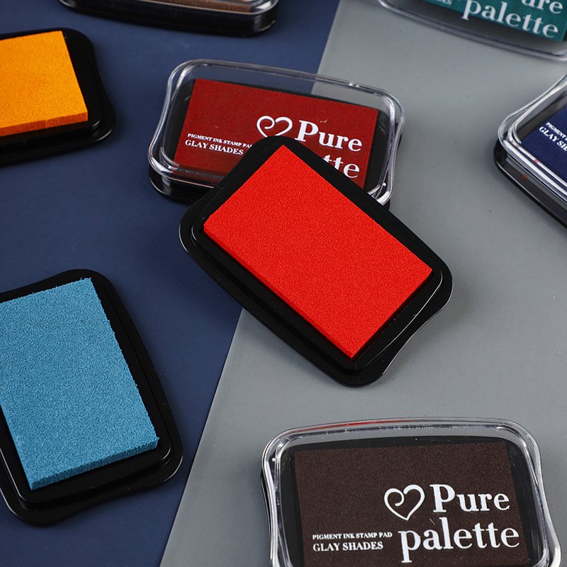 Vintage color water-based stamp ink pad student Kids concave waist color DIY finger painting stamp companion diary stamp clay
