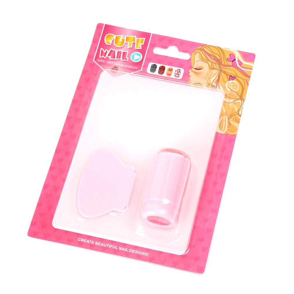 9.5x14.5cm Clear Jelly Nail Art Stamper Scraper Set Silicone Head Polish Stencil Template Stamping Plate Nail Stamper Scraper