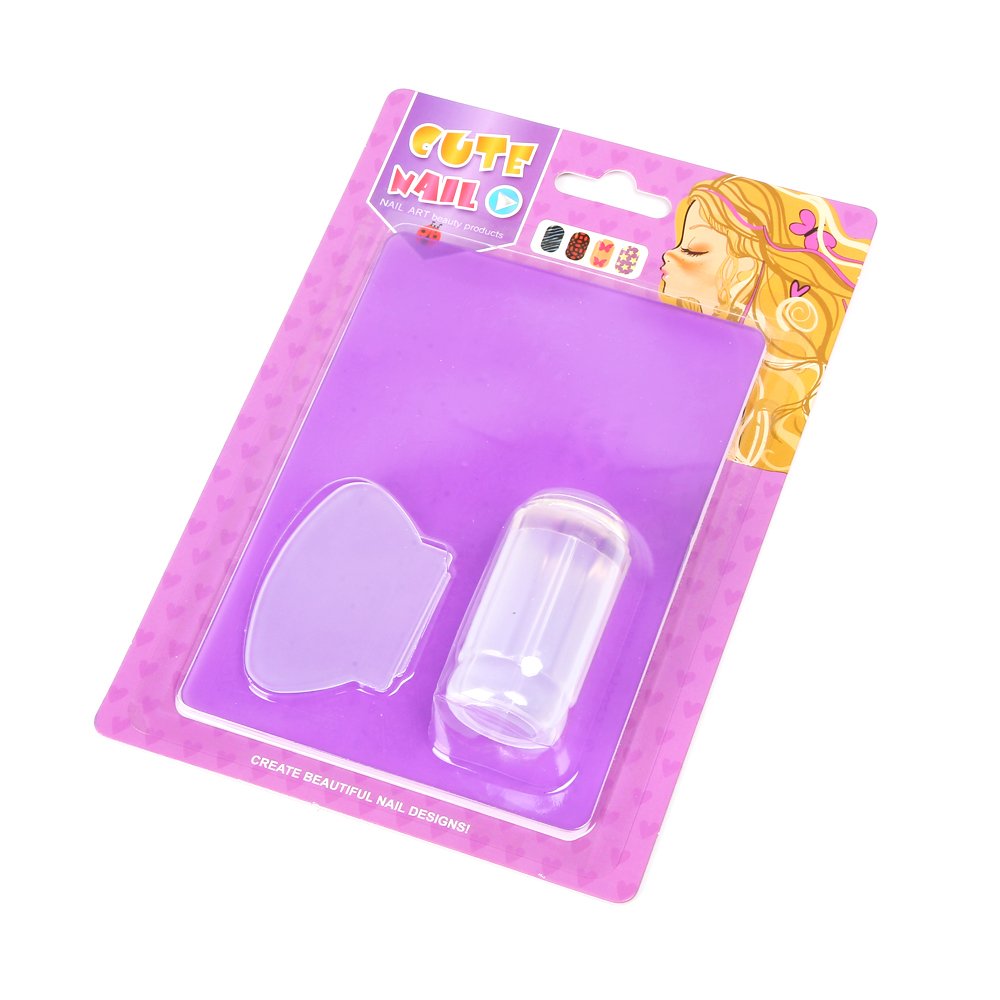 9.5x14.5cm Clear Jelly Nail Art Stamper Scraper Set Silicone Head Polish Stencil Template Stamping Plate Nail Stamper Scraper