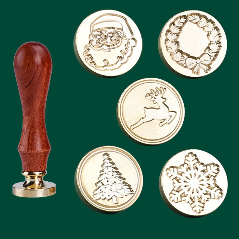 Christmas Series Fire Paint Stamp Head Invitation Envelope Fire Paint Wax Seal Stamp With Hand DIY Crafts Replace Copper Head