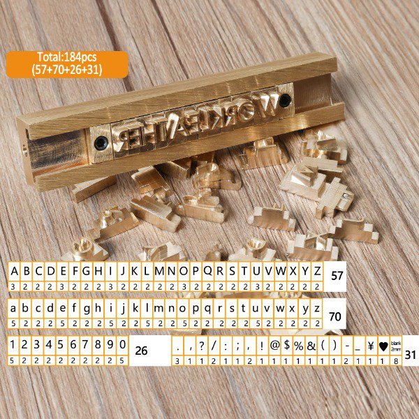Number/Alphabet/Hebrew Brass Copper Flexible Heat Press LOGO T Slot Tall Engraving Mold Letters Hot Foil Stamping Letter Stamps
