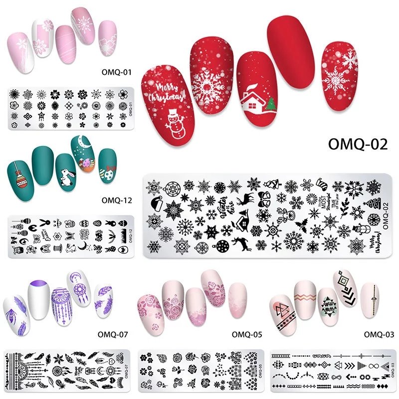 12 Styles Design Nail Beauty Stainless Nail Art Stamp Polish Stamping Plates Nail Stamp Plate
