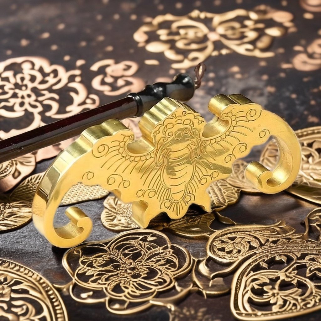 Wenfang Creative Customizable Brass Metal Press Ruler Bat Book Paperweight Four Treasure Supplies Stamps-Wholesale