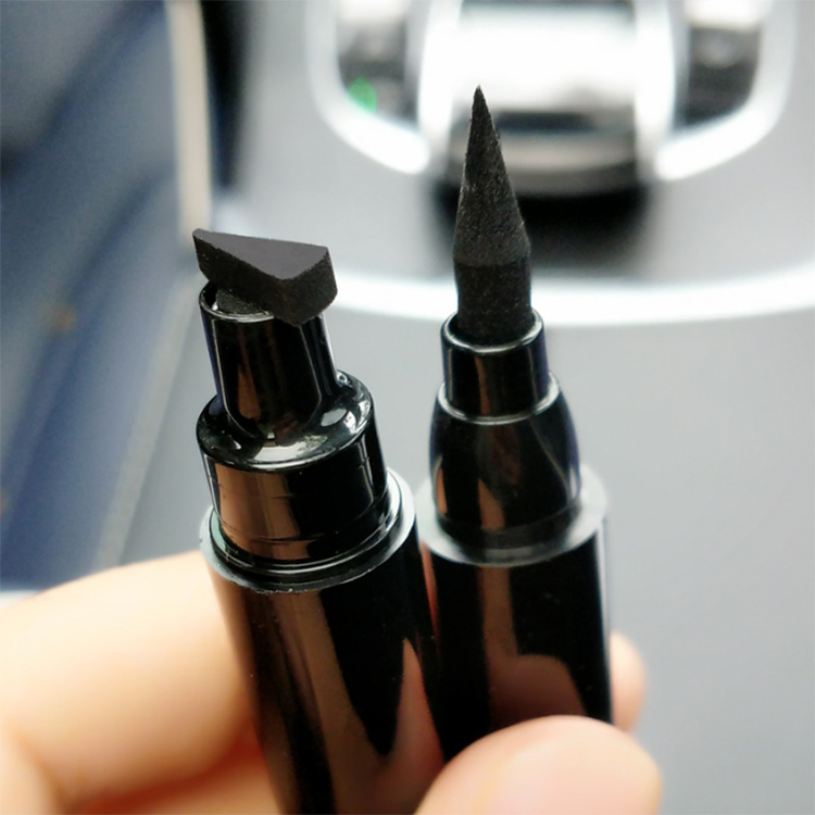 Private Label Waterproof Double Head Eyeliner Black Wing Shape Stamp Water Activated Eyeliner Pen