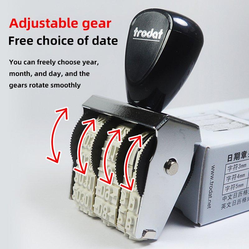Handmade Self-Inking Date Stamp ABS Plastic Roller Stamp with Rubber Ink Pad for Office Use