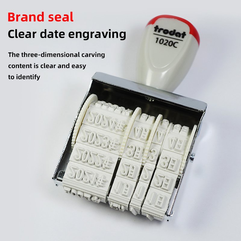 Handmade Self-Inking Date Stamp ABS Plastic Roller Stamp with Rubber Ink Pad for Office Use