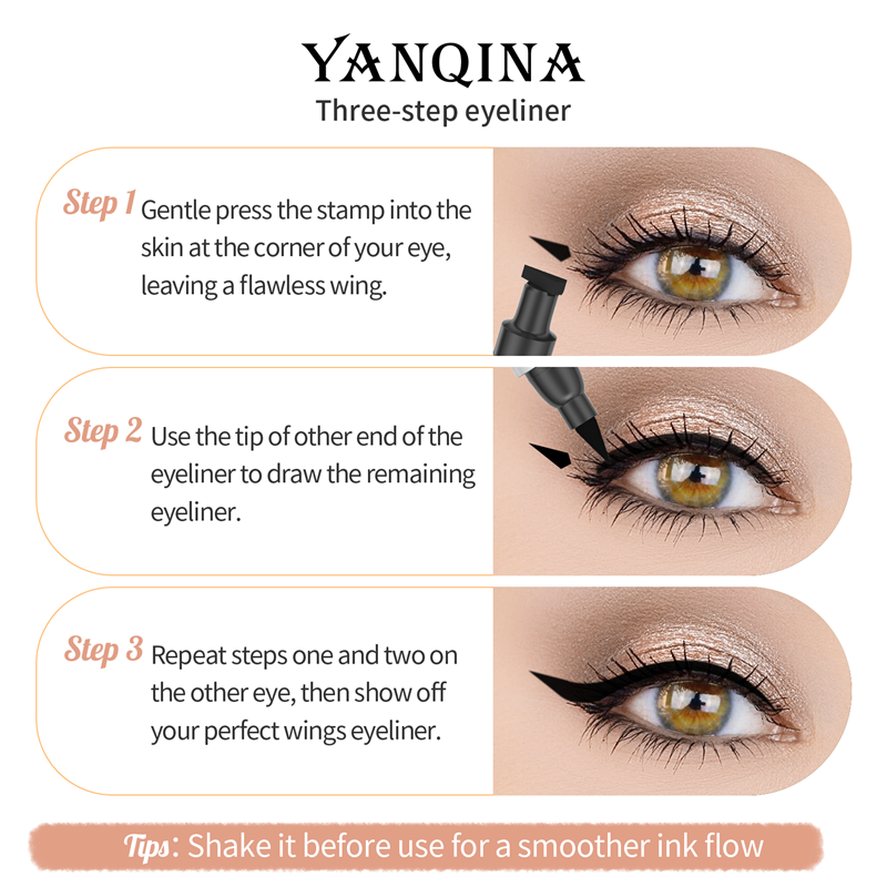 YANQINA High Quality Long Lasting Fast Dry Makeup Stamp Eyeliner Waterproof Liquid Eyeliner
