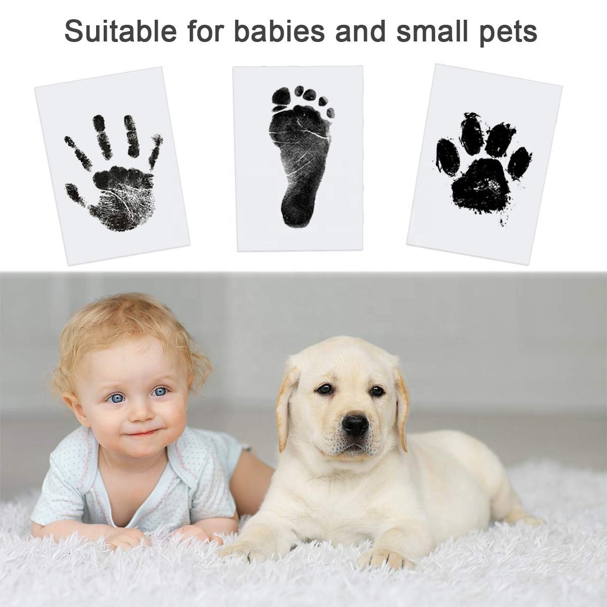 2 Pieces Baby Print Set, mess free Stamp Pad, Baby Hand Print and Footprint, Baby Foot or Hand Print Set