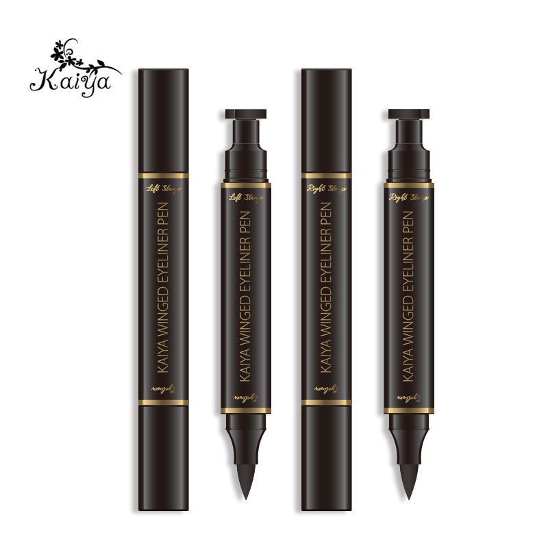 OEM Double Ended Eye liner Seal Magic Black Tattoo Pen Winged Eyelash Adhesive Gel Pen Liquid Eyeliner Stamp