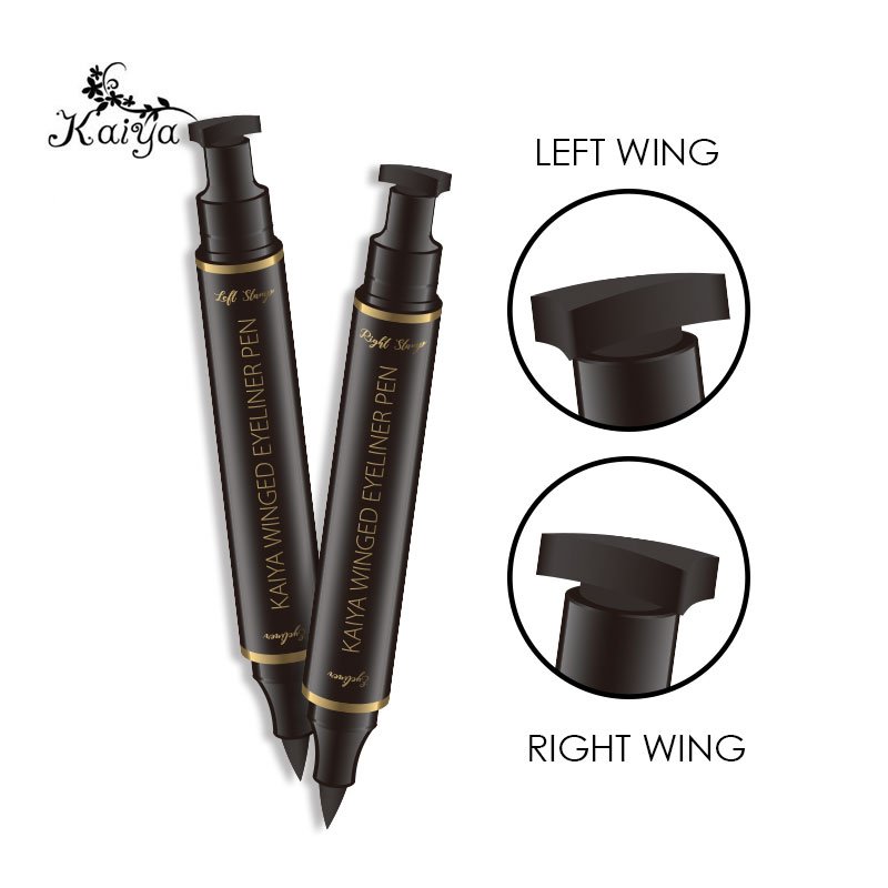 OEM Double Ended Eye liner Seal Magic Black Tattoo Pen Winged Eyelash Adhesive Gel Pen Liquid Eyeliner Stamp