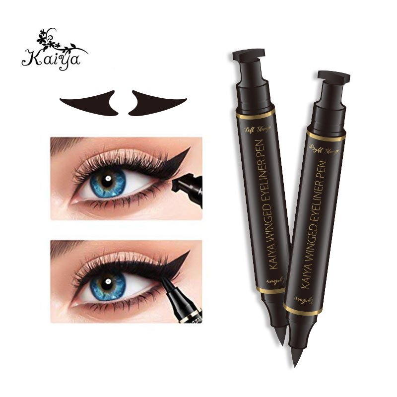 OEM Double Ended Eye liner Seal Magic Black Tattoo Pen Winged Eyelash Adhesive Gel Pen Liquid Eyeliner Stamp