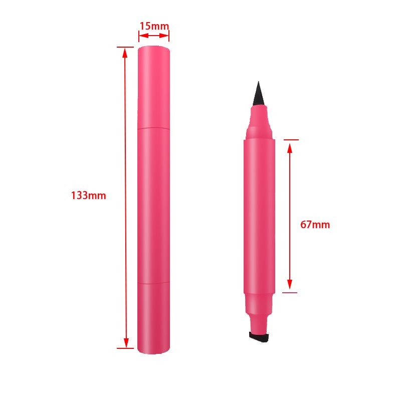 Wholesale custom private label no logo factory pink color liquid eyeliner pen stamp 2 in 1 eyeliner stamp eraser pencil