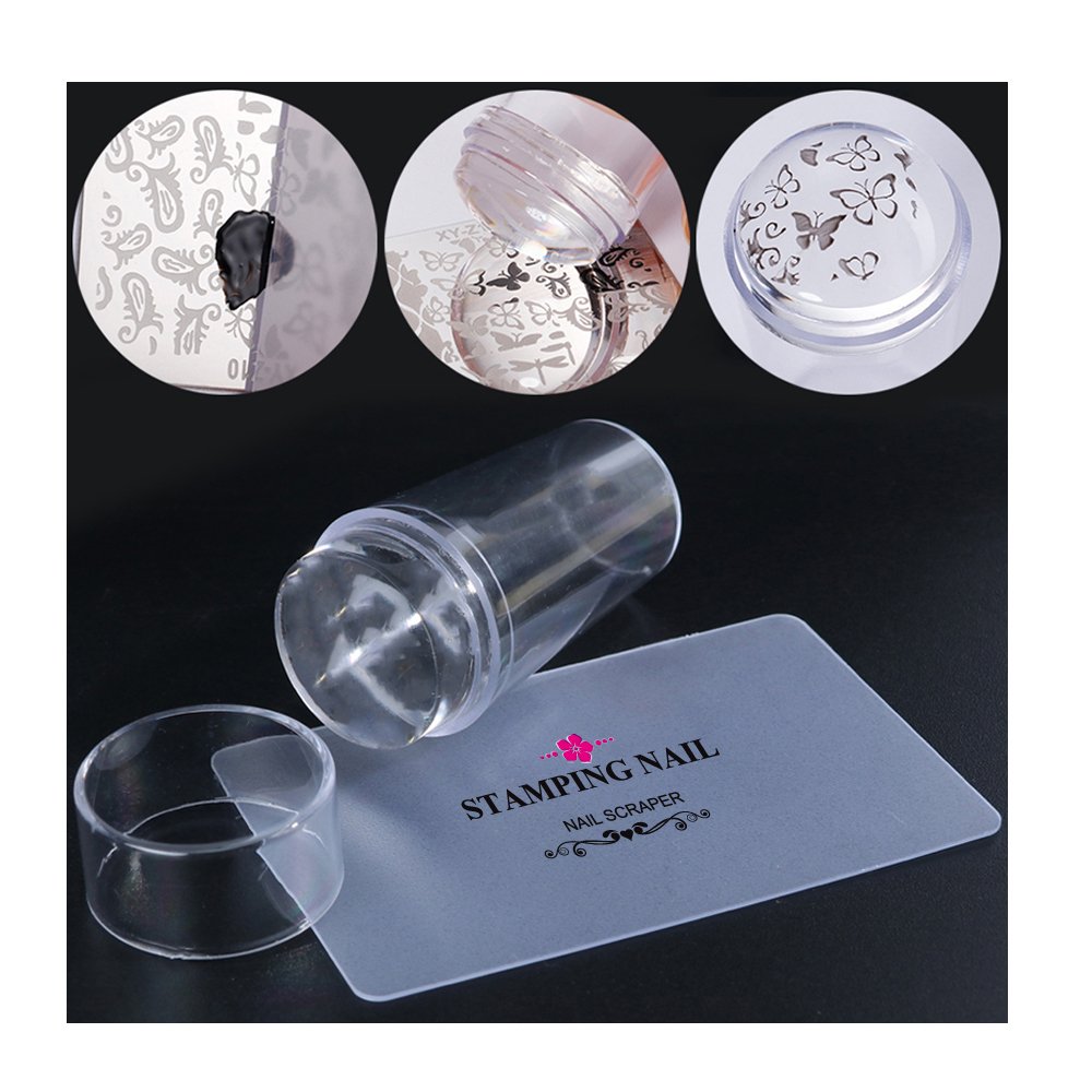 Transparent Nails Silicone Stamp DIY Beauty Nail Art Tools Scraper Manicure Plate for Women's Transfer Stamping