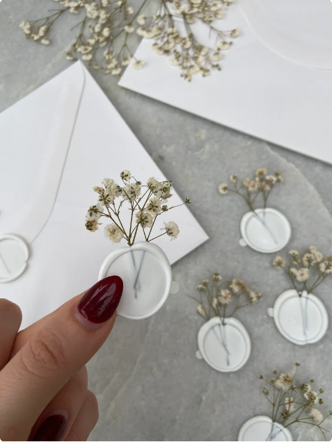 Pressed Flowers Wax Seals Stickers DIY Wedding Spring wedding wax seals baby breath Dried Flower Wax Seal
