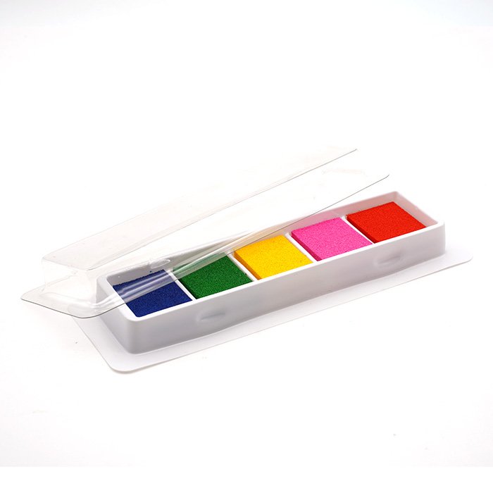 Factory direct supply Customized Logo Colorful Pigment Plastic Standard 5-color Ink square Stamp Pad For Children'S Toy 176