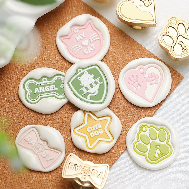New Pet Brand Series Solid Brass Stamps Embossed Sealing Wax Beads Metal Head Stamps Holiday Gift Manufacturer Wholesale