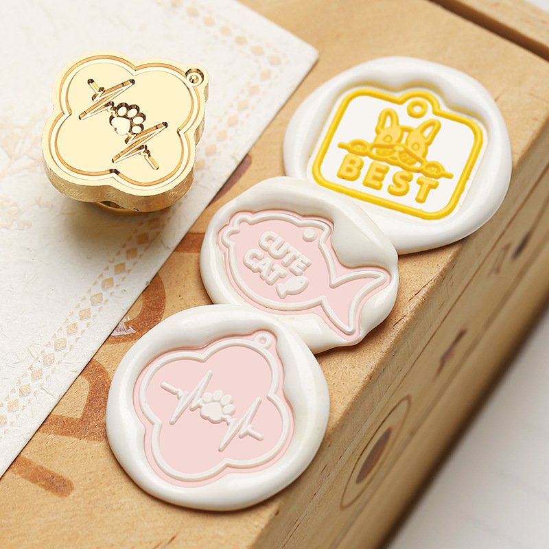 New Pet Brand Series Solid Brass Stamps Embossed Sealing Wax Beads Metal Head Stamps Holiday Gift Manufacturer Wholesale
