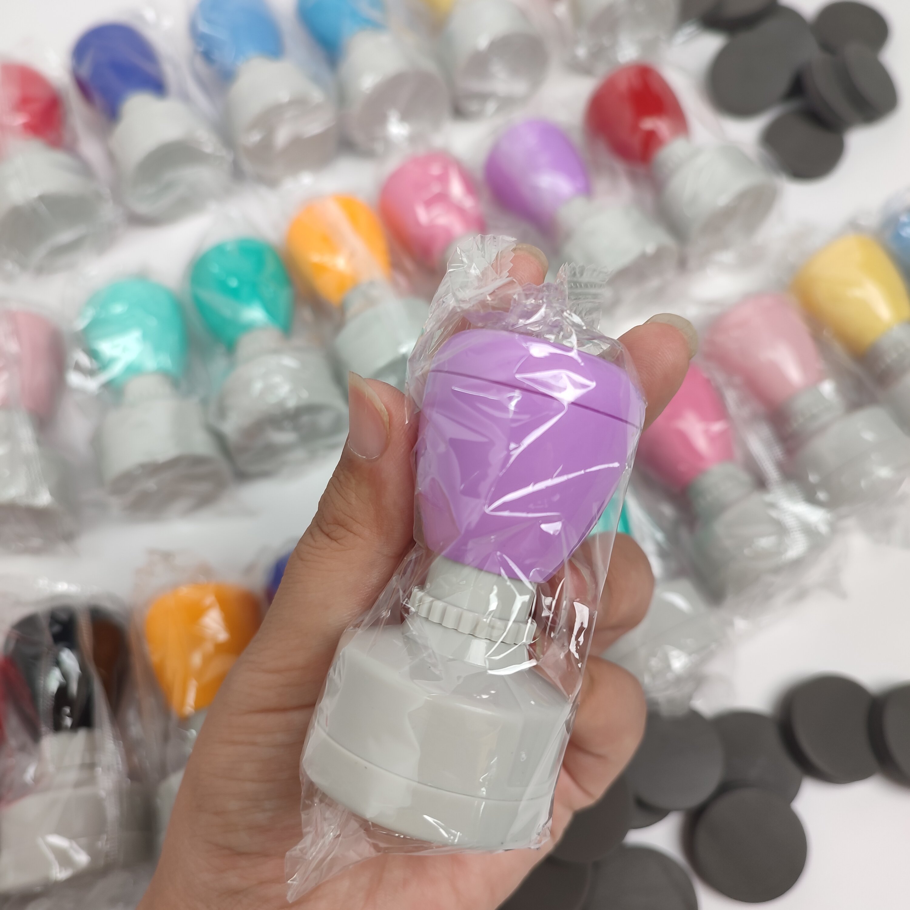 High Quality Soft Color HA Round 30mm Flash Stamp Custom Reward Teacher Stamps Personalised