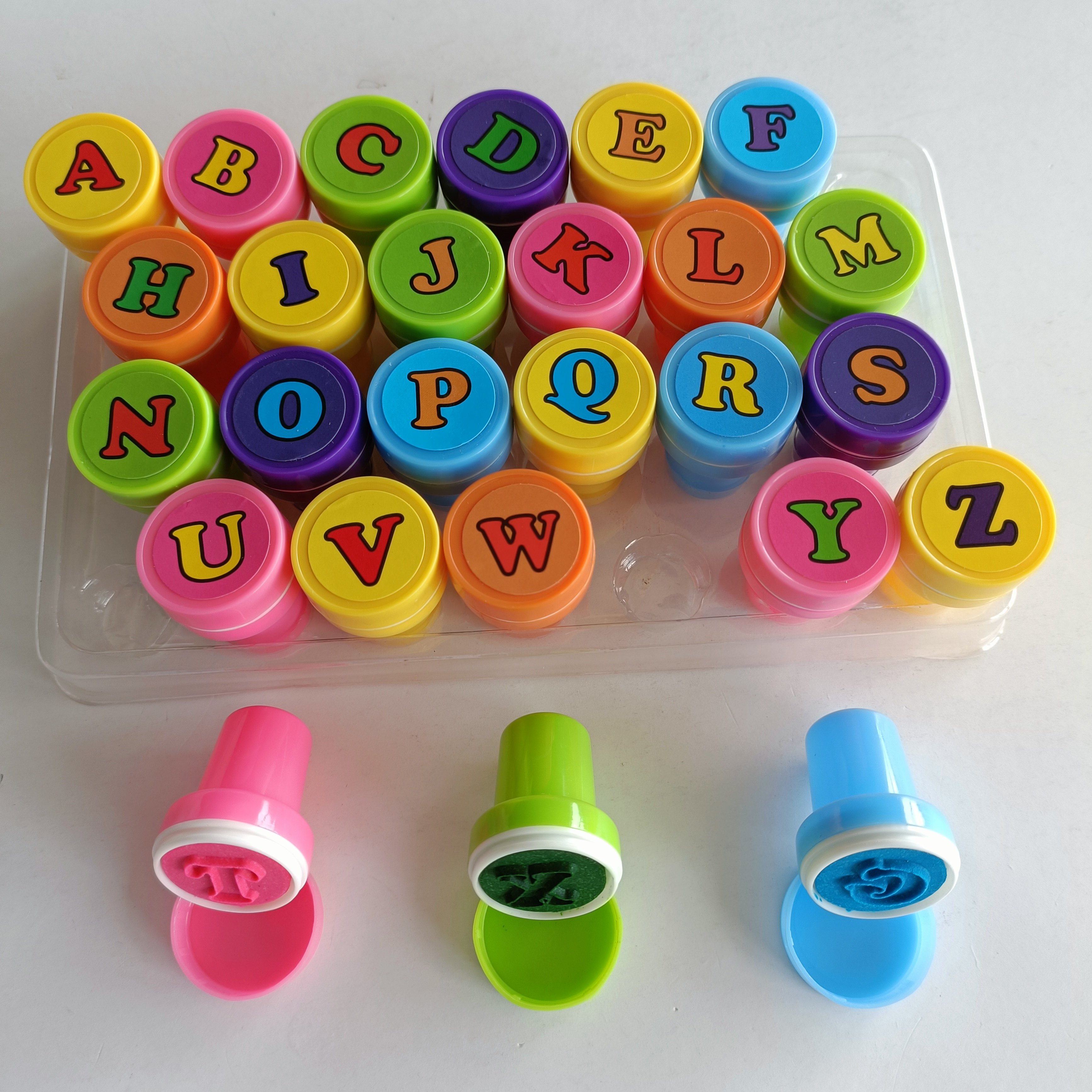 26 Animal Self Inking Letter Stamp Round Rubber Stamp Plastic Number Stamp Sets for kids