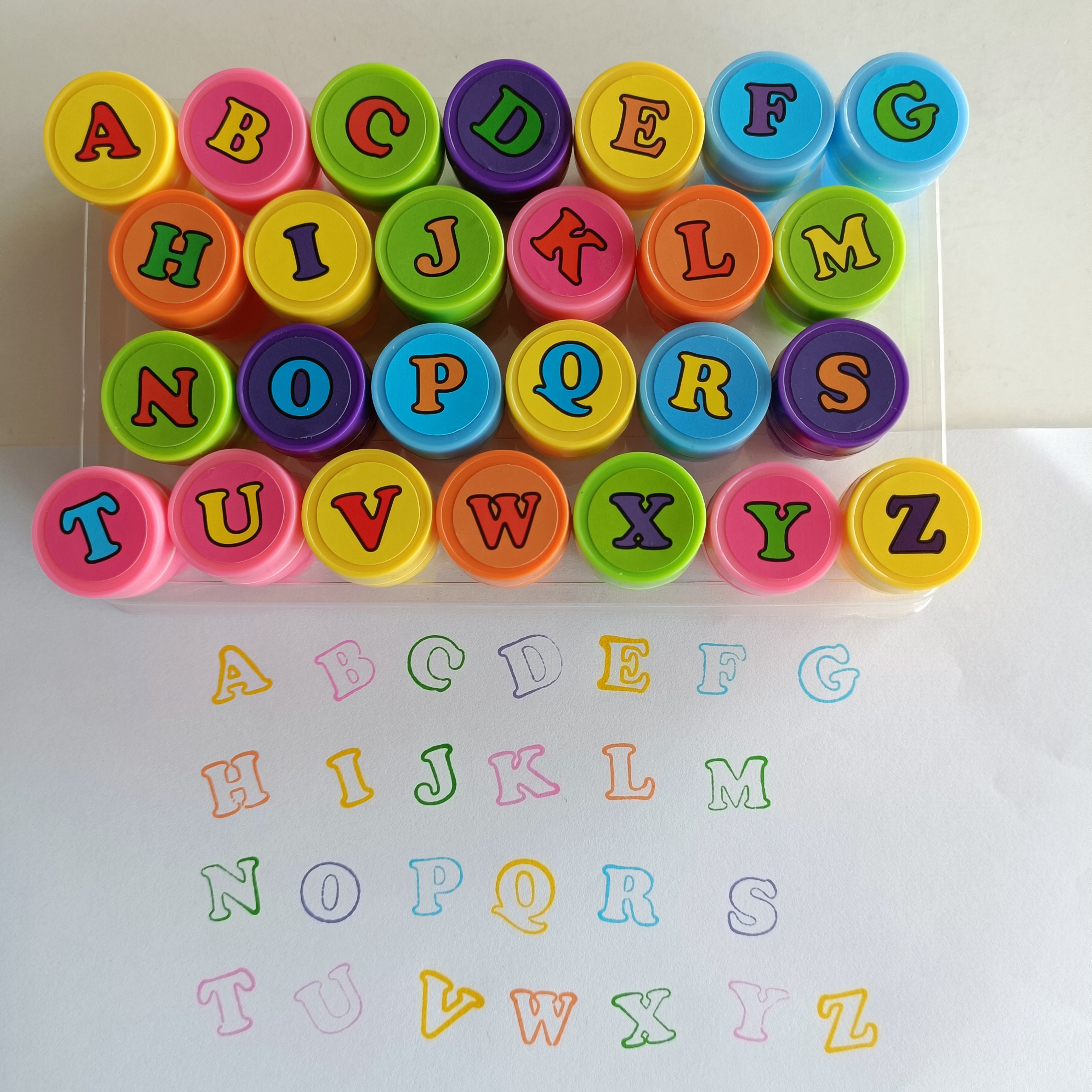 26 Animal Self Inking Letter Stamp Round Rubber Stamp Plastic Number Stamp Sets for kids