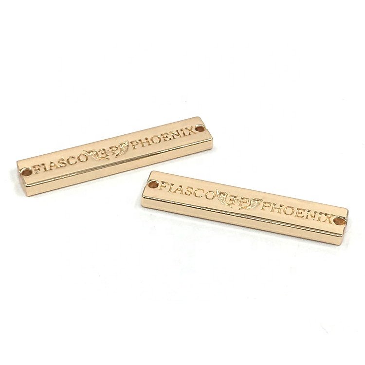 Cheap Rectangle Metal Logo Stamp Silver Engraved Custom Metal Clothing Labels