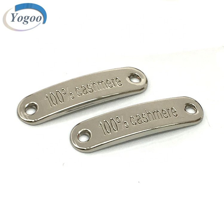 Cheap Rectangle Metal Logo Stamp Silver Engraved Custom Metal Clothing Labels