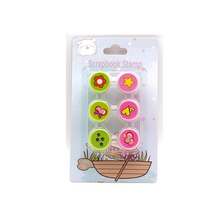 Round Multicolor Fun Cute Child Kids toy Stamp Cartoon Rubber Stamps Scrapbooking Reward Toy