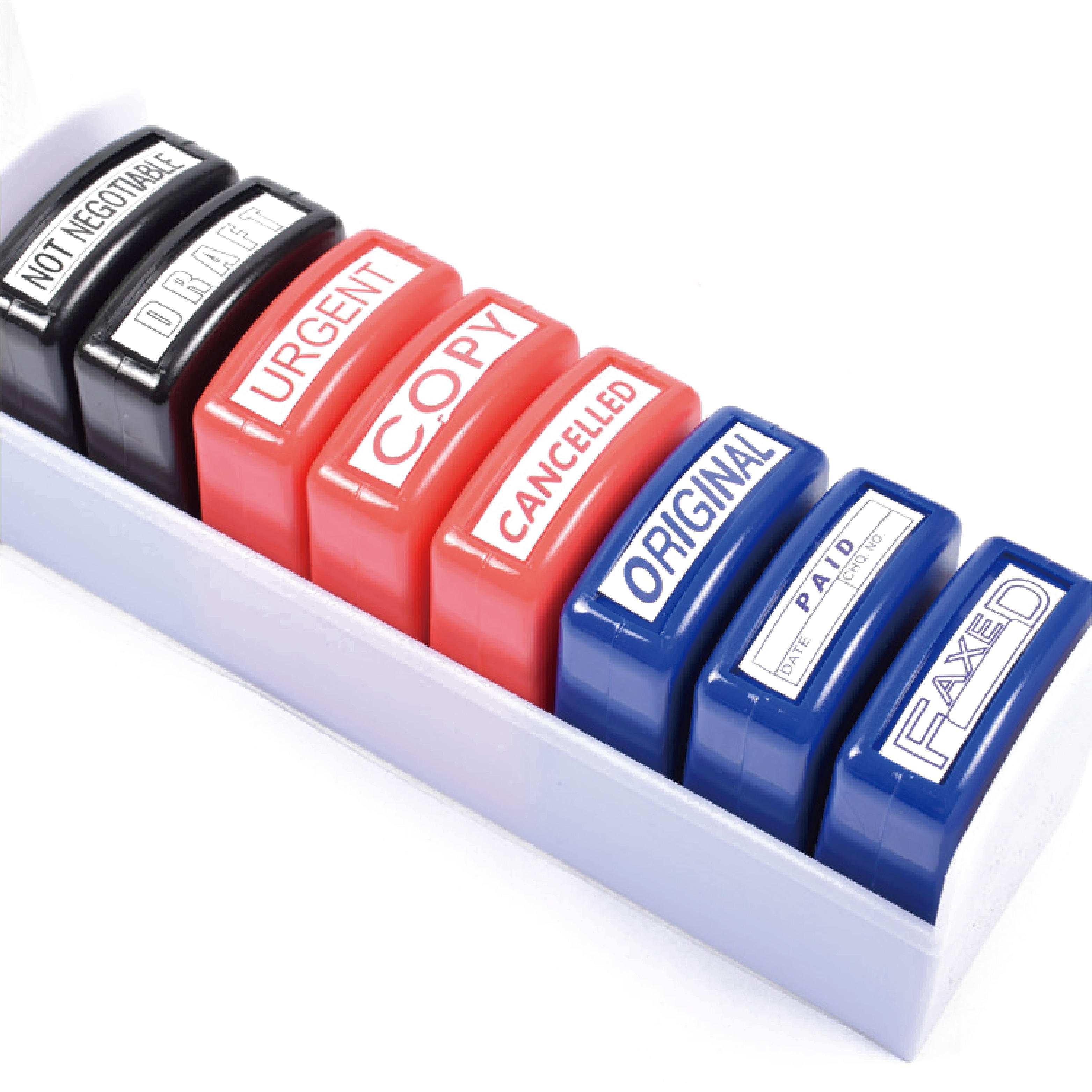 Rectangular Teacher Stamps for Grading Classroom Parent Signature Self-Inking Set Stamp for Homework Teacher Supplie with 8 pcs