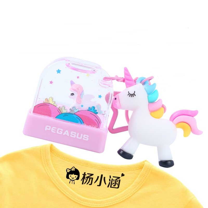 Kids Tamps Cartoon Cute Water Floating Toy Stamps With Key Chain Name Clothes Signature Toy Name Stamp
