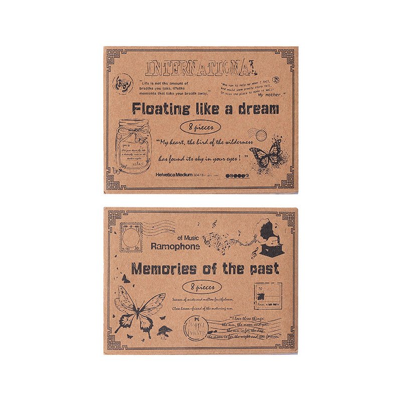 Wholesale creative retro cute Butterfly Vintage English rubber diary DIY decorative wooden stamp seal set