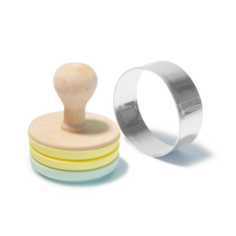 Cake Biscuit Cookies Mold Silicon Press Embossing Fondant Cookie Cutter Stamp With Wooden Handle