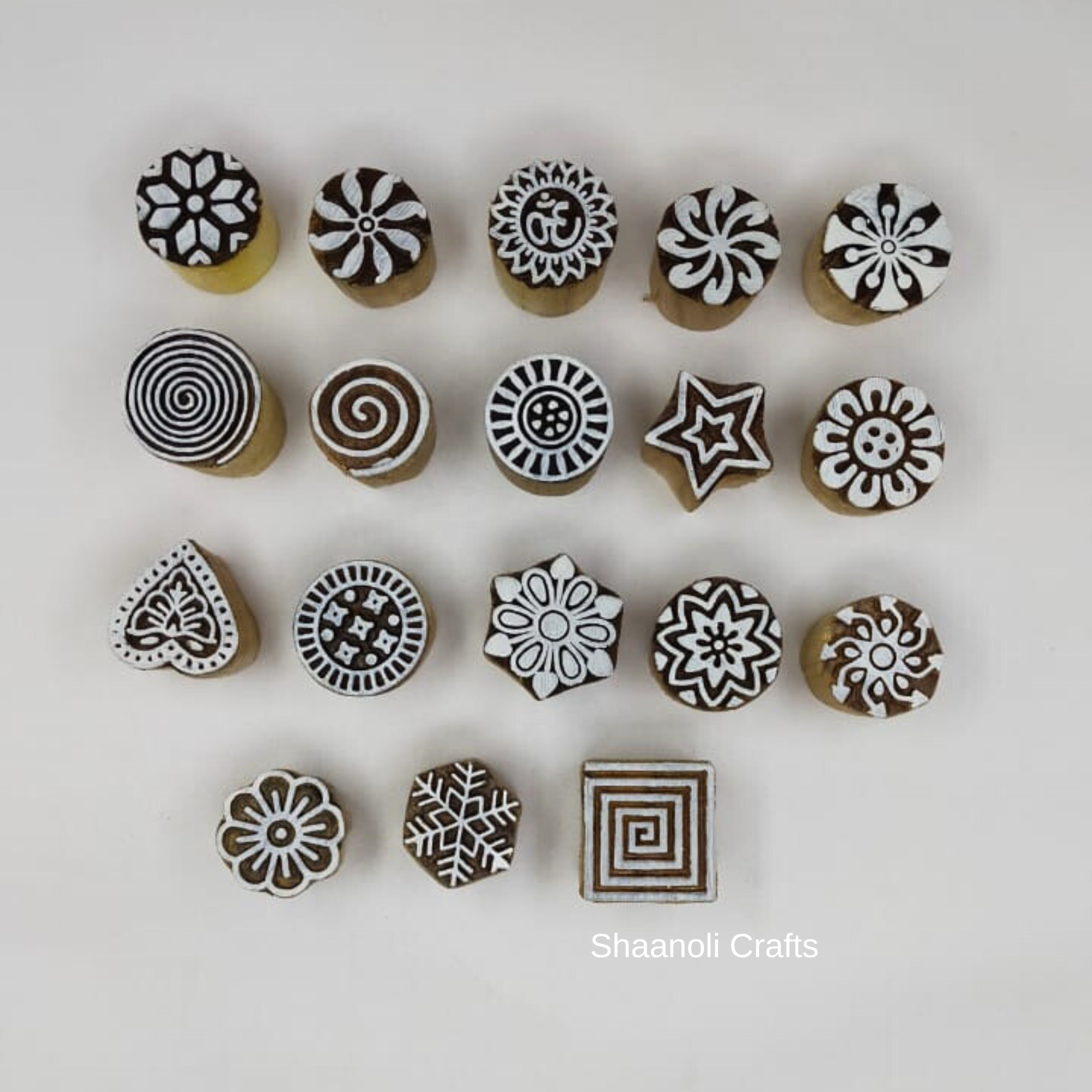 New Arrival Handmade Wooden Blocks Printing Henna Craft Paper Stamp Fabric Textile Printing Block Wood Carved Stamps