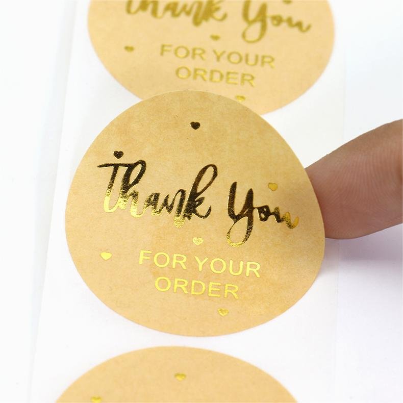 New Design Hot Stamping Label Logo Labels Kraft Paper Stick Gold Foil Sticker Custom Stickers Printing