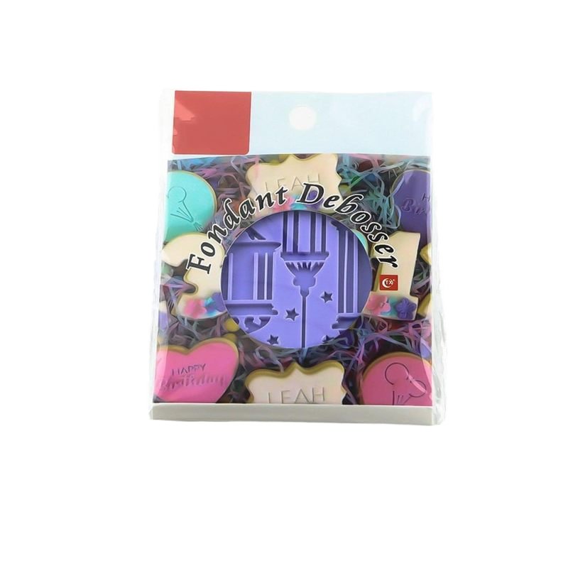 Baking Cookies,Decorating Cake/Sugar Paste/Cupcake Happy Birthday Fondant Embosser 3D Design Cookie Stamp