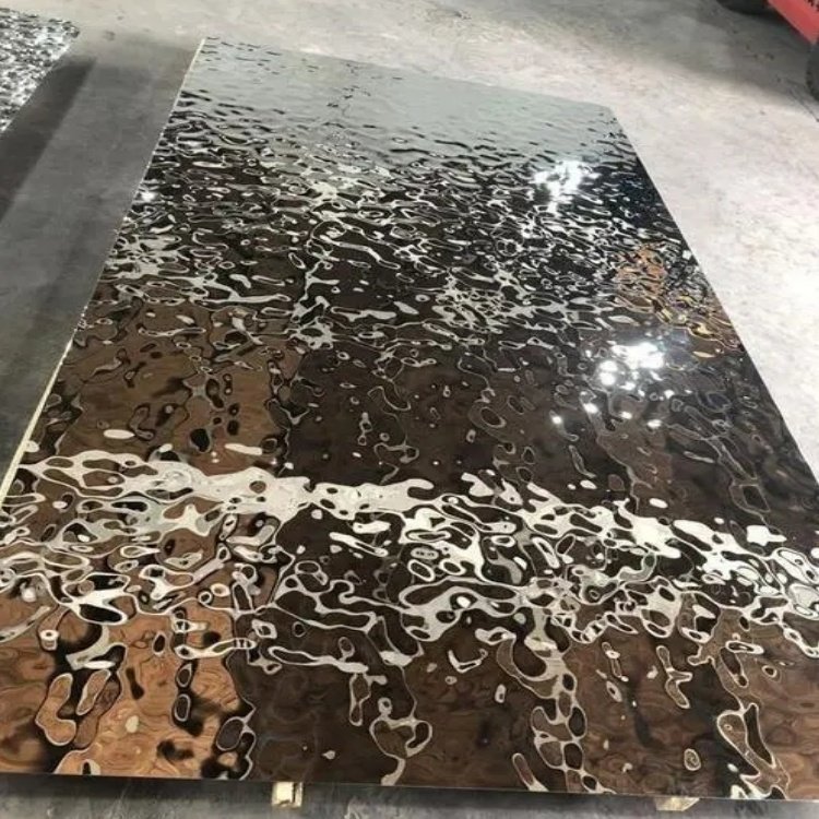 Golden 4 ft x 8 ft (1.2m x 2.4m) aisi 304 price color stainless steel wall panels water ripple hammered sheet plate