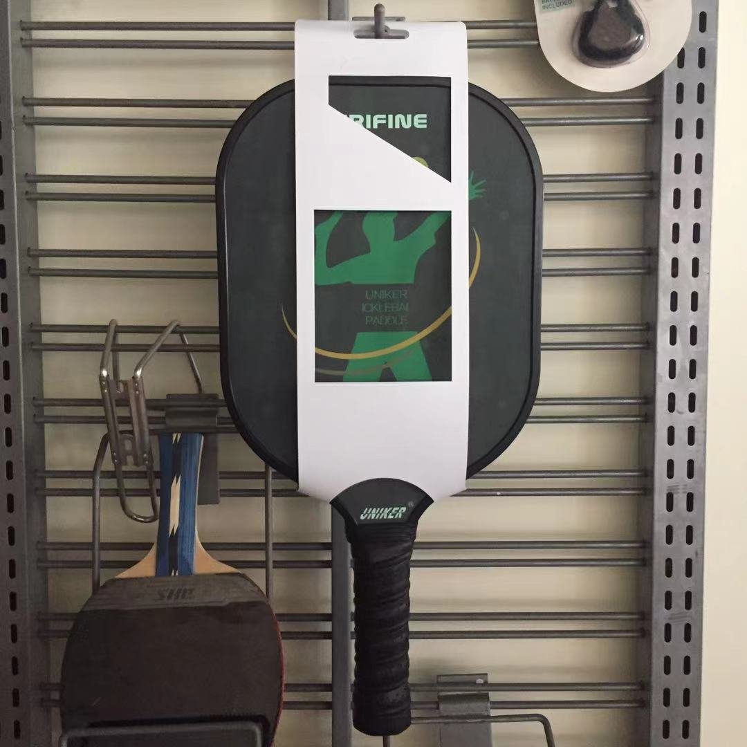 Pickleball Paddles Holder for Wall Display Fold Over hung Tags for Dangling Pickleball Rackets Custom logo Pickleball Racquet