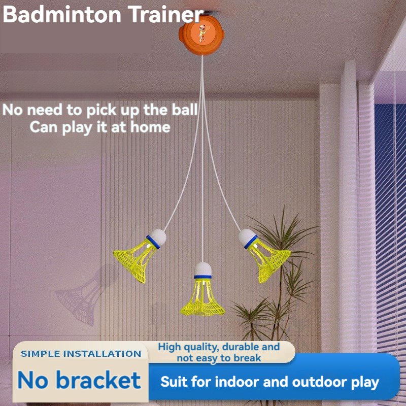 Illuminated badminton training equipment rebound single hanging badminton self practice swing exercise trainer