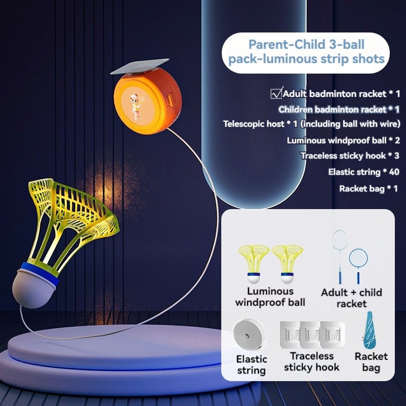 Illuminated badminton training equipment rebound single hanging badminton self practice swing exercise trainer