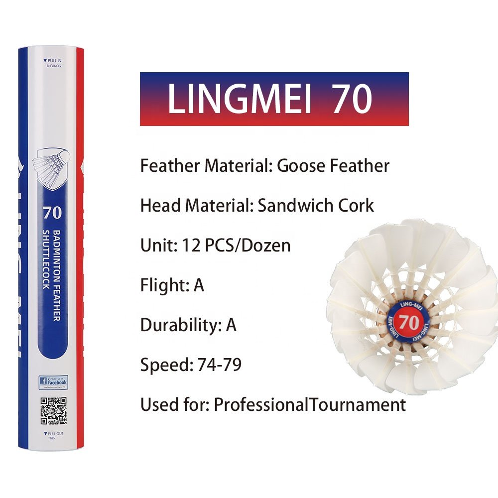 Lingmei 70 Goose Feather Badminton Shuttlecock Suitable Price and Fit for Regular Tournament