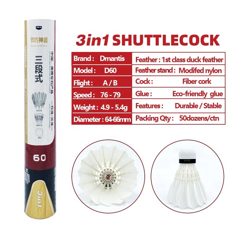 Factory Manufacture Badminton Shuttlecock for Competition High Durable Shuttlecock with Modified Nylon Feather Stand
