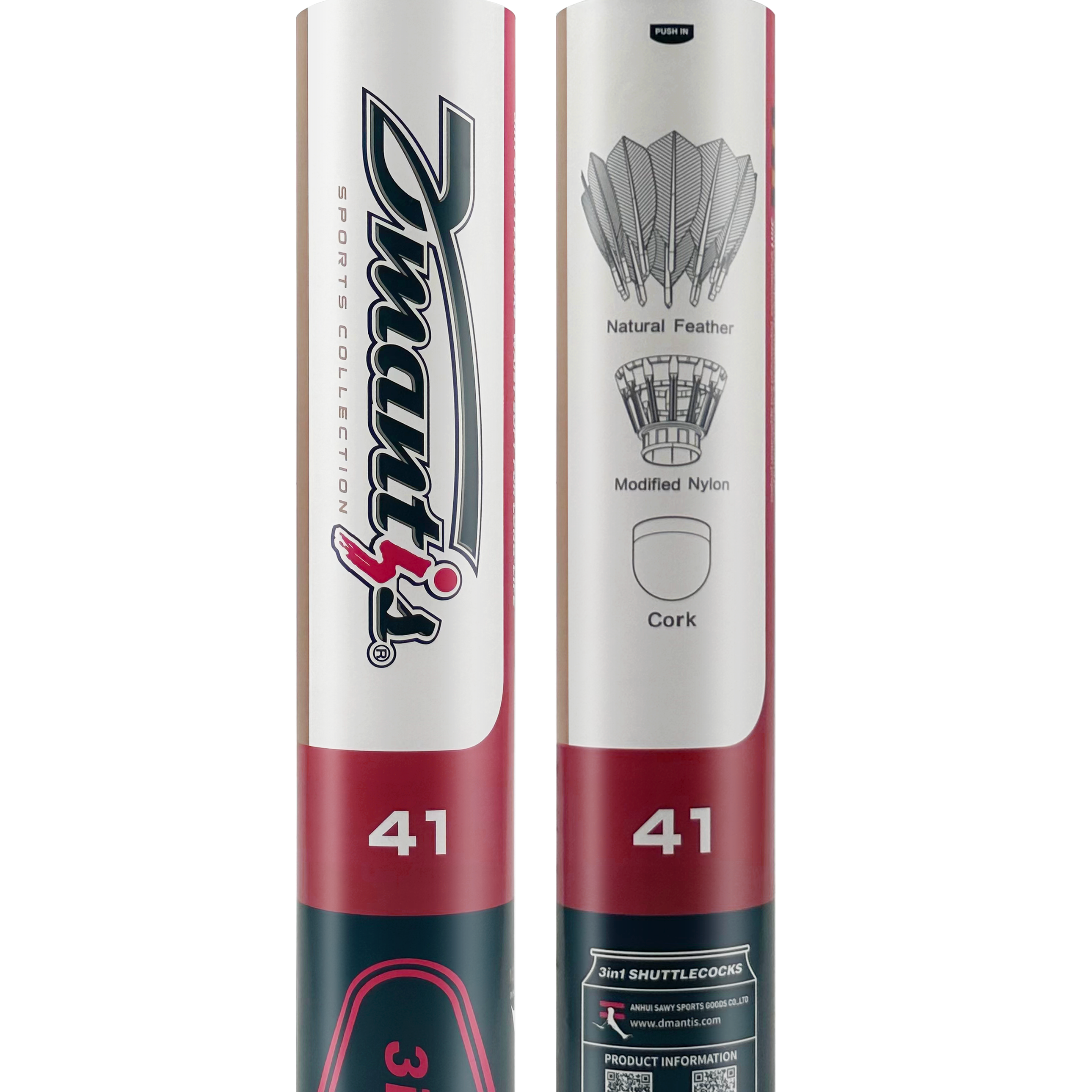 D41 Professional 3-in-1 Badminton Shuttlecock Environmentally Friendly Nylon Goose Feather Cork Head Stable and Durable