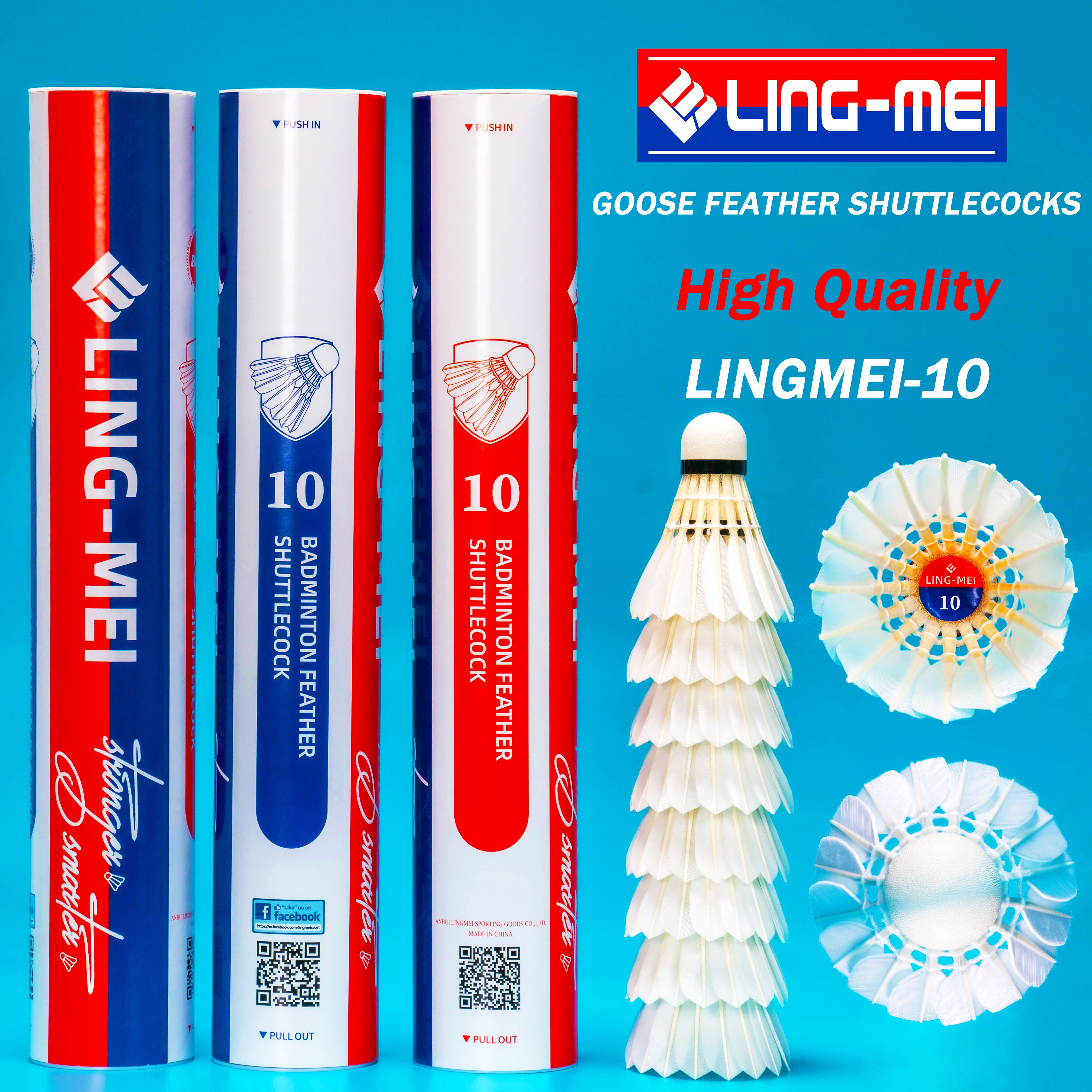 Goose Feather Badminton Shuttlecocks ling mei 10 Durable and Resistant to Playing