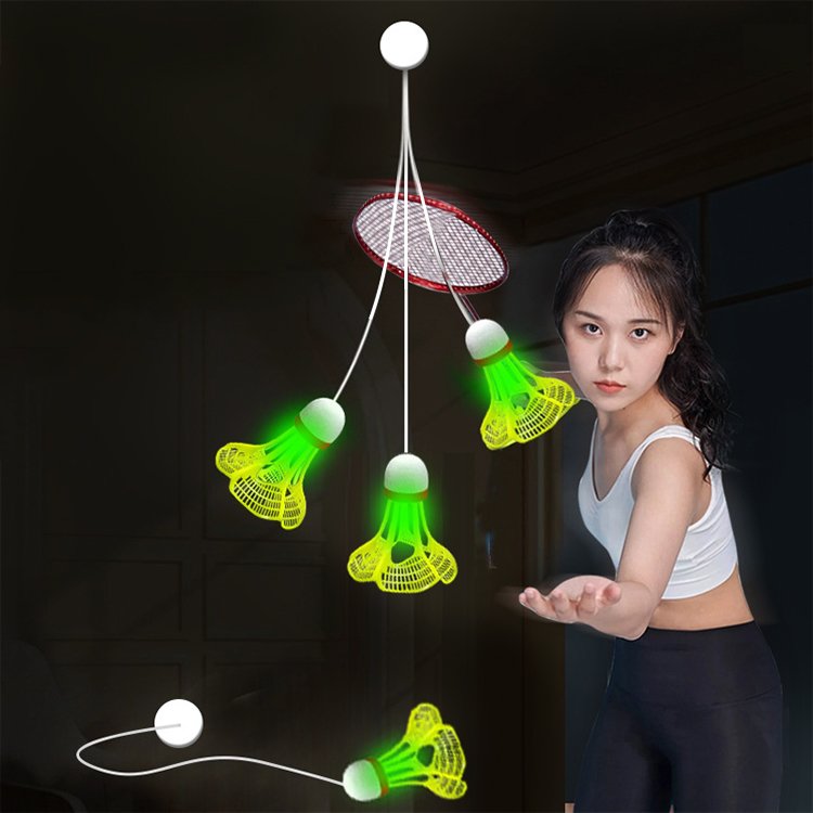 New Arrivals Badminton Training Equipment Rebound Single Hanging Badminton Exercise Device Parent-Child Sports Training with LED