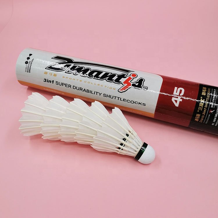 High Durable and Stable 3in1 Badminton Shuttlecock Goose Feather Class 1 Best Seller Dmantis D45 For Training