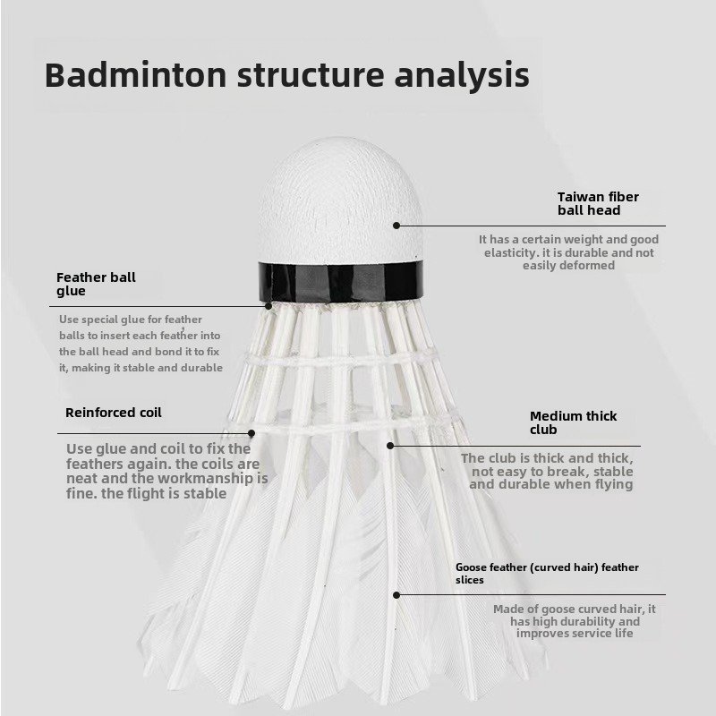 Deli High Quality F2202 Badminton Racket Goose Feather Cork Super Durability Sport Training Competition Class Wholesale